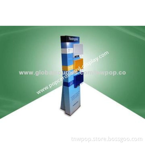 Fashionable POP floor display stand, X shape design, customized size and printing, cosmetic stand
